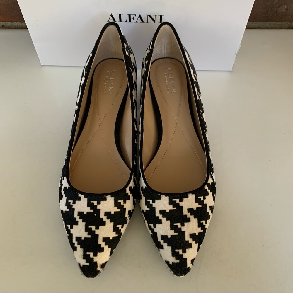 Alfani Womens Cashh Black-Ivory Plaid Slip On Block Heel Pumps Shoes US 8 M - Picture 4 of 9